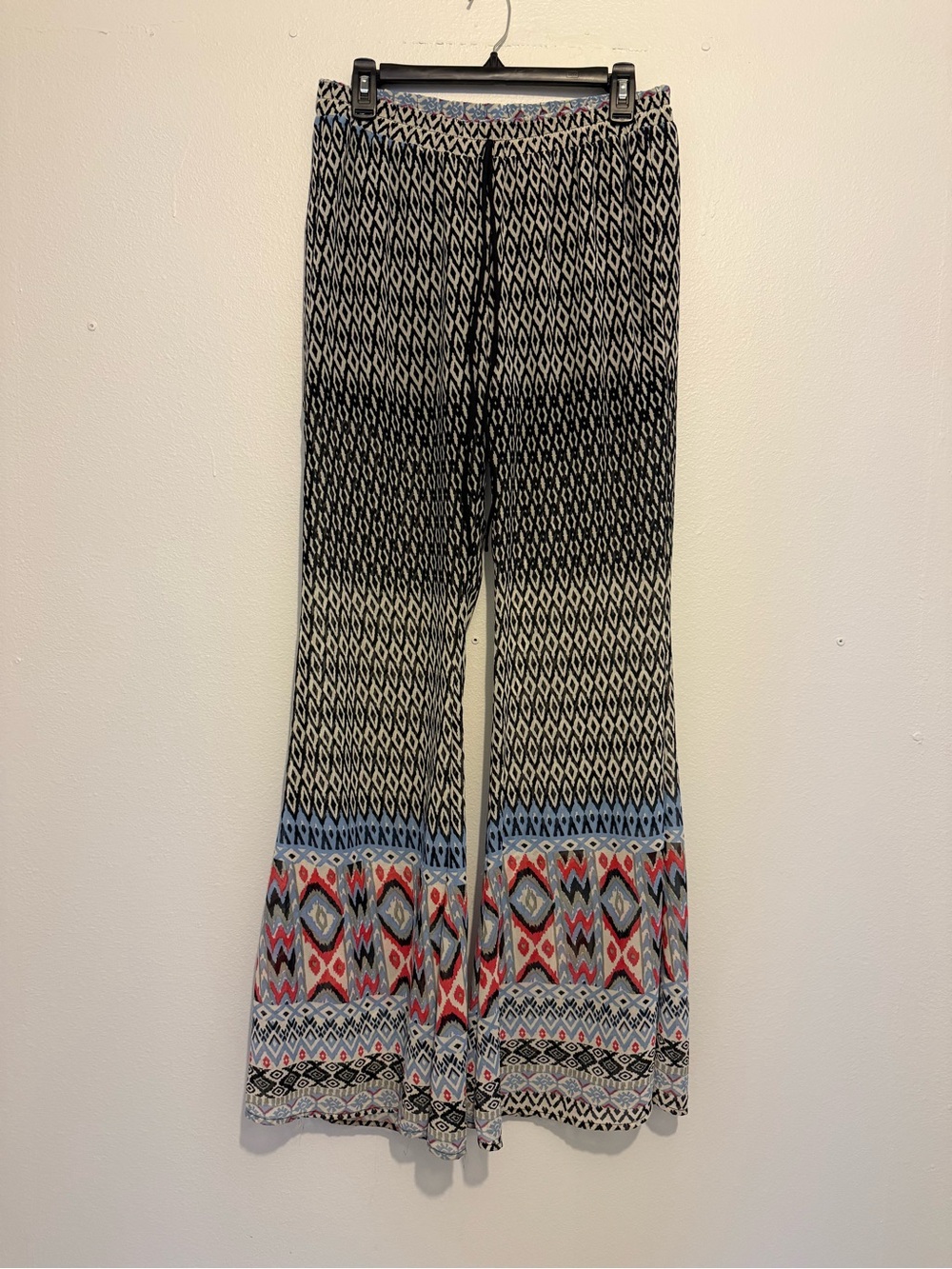 Sugarlips Black & Red Multicolor Aztec Flare Pants